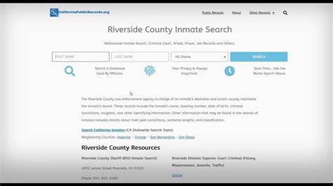 Option 1 You can search the inmate database by entering the first and last name in the text boxes provided. . Riverside county inmate search by date